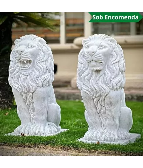 imagem de Par de Le�es em M�rmore Branco 90cm  - EMP705