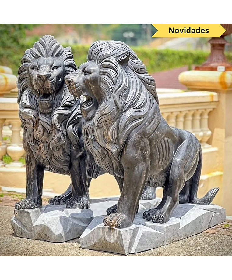 imagem do produto Par de Le�es em M�rmore Preto 155cm - EMP704