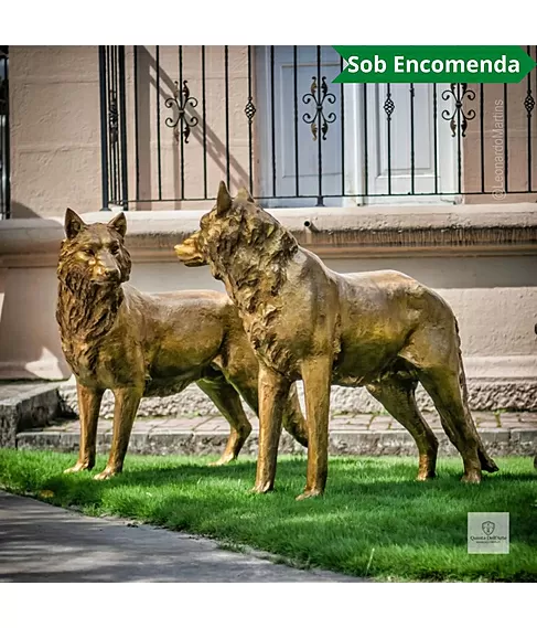 imagem de Par de Lobos em Bronze 104cm - EBZ702