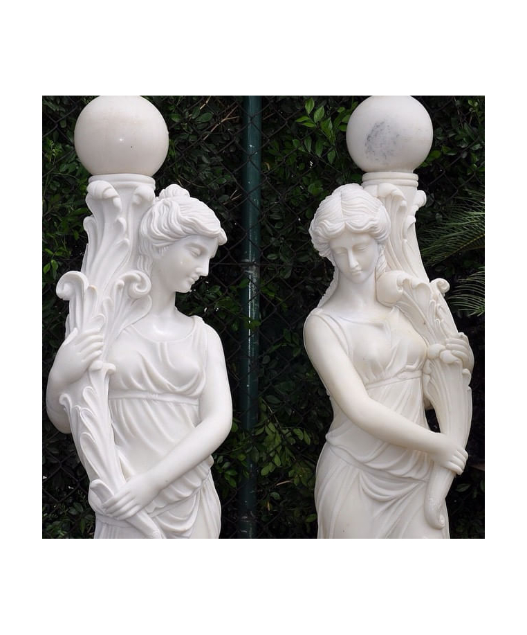 imagem do produto Par de Luminárias Aurora em Mármore Branco 190cm - EMP380 Elegância e Luz Clássica