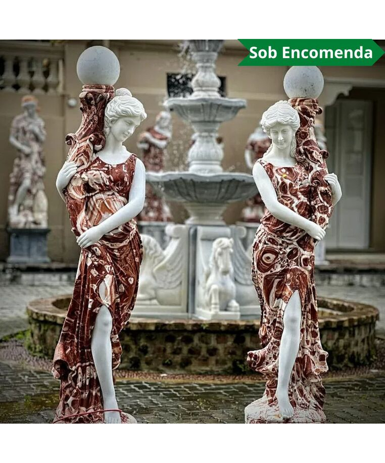 imagem do produto Par de Lumin�rias Aurora em M�rmore Rosso 190cm - EMP621