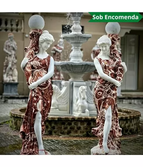 imagem de Par de Lumin�rias Aurora em M�rmore Rosso 190cm - EMP621