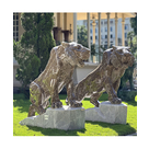 imagem do produto Par de Tigres em Mármore Marrom Imperial 120cm - EMP609 Luxo e Imponência