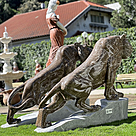 imagem do produto Par de Tigres em Mármore Marrom Imperial 120cm - EMP609 Luxo e Imponência