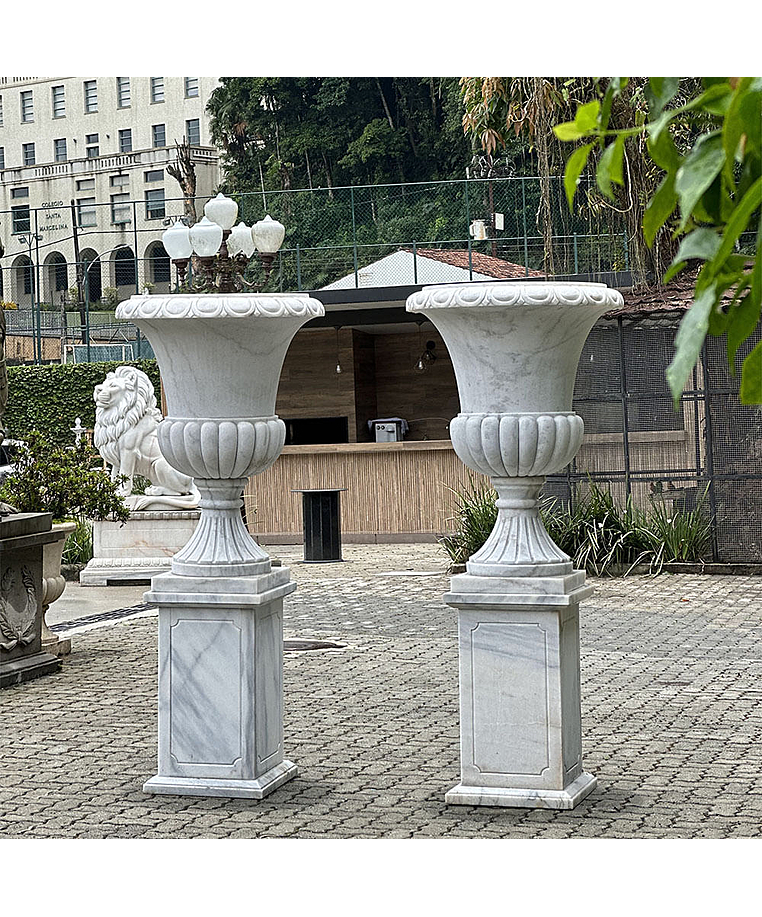 imagem do produto Par de Vasos em M�rmore Branco 200cm - VMP138