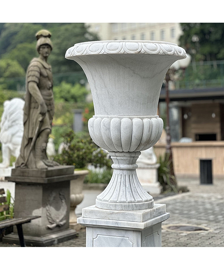 imagem do produto Par de Vasos em M�rmore Branco 200cm - VMP138