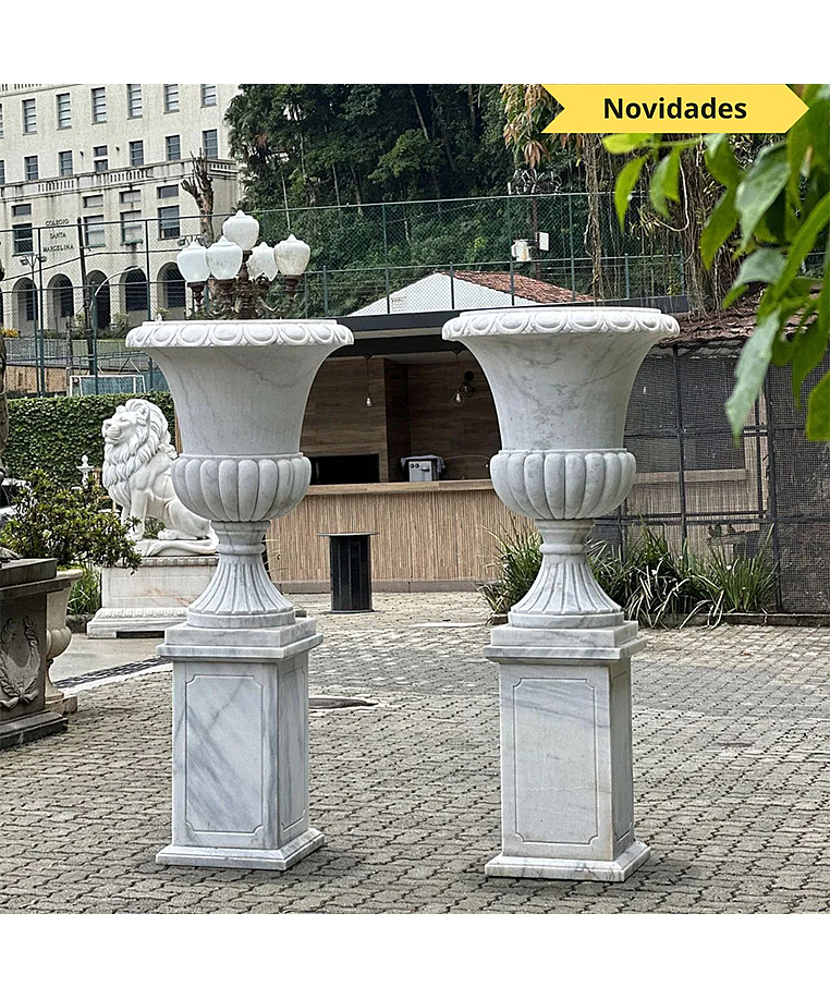 imagem do produto Par de Vasos em M�rmore Branco 200cm - VMP138