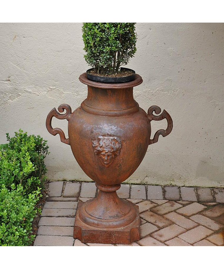 imagem do produto Vaso Decorativo Anfora Cara de India em Ferro Fundido 85cm  - VF037A Design Clássico