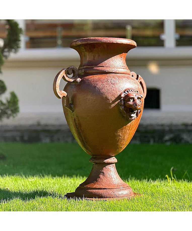 imagem do produto Vaso Decorativo Anfora Cara de Leao 85cm - VF037B Clássico Imponente