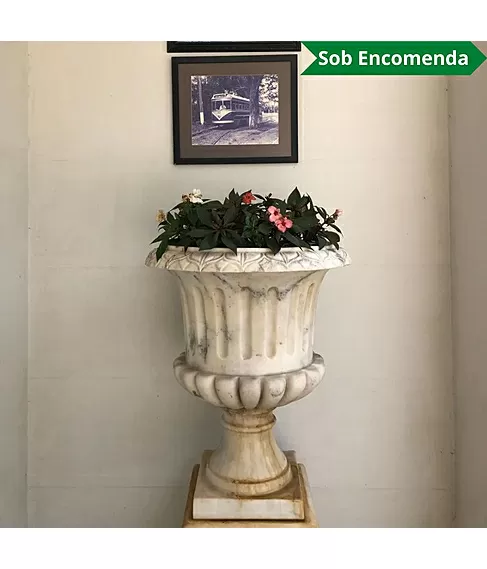 imagem de Vaso Ta�a M�rmore Branco 70cm - VMP114